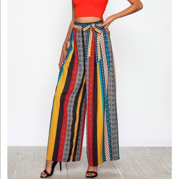 🆕Paige Boho Mixed Print Wide Leg Palazzo Pants - Picture 2 of 7